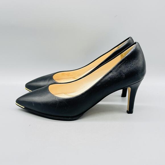 Cole Haan Shoes Womens 8.5 Black Leather Grand Ambition Pumps Pointed Toe Heels - Picture 5 of 13